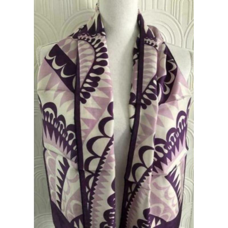 Polyester sjaal - 30x132 cm - paars geprint