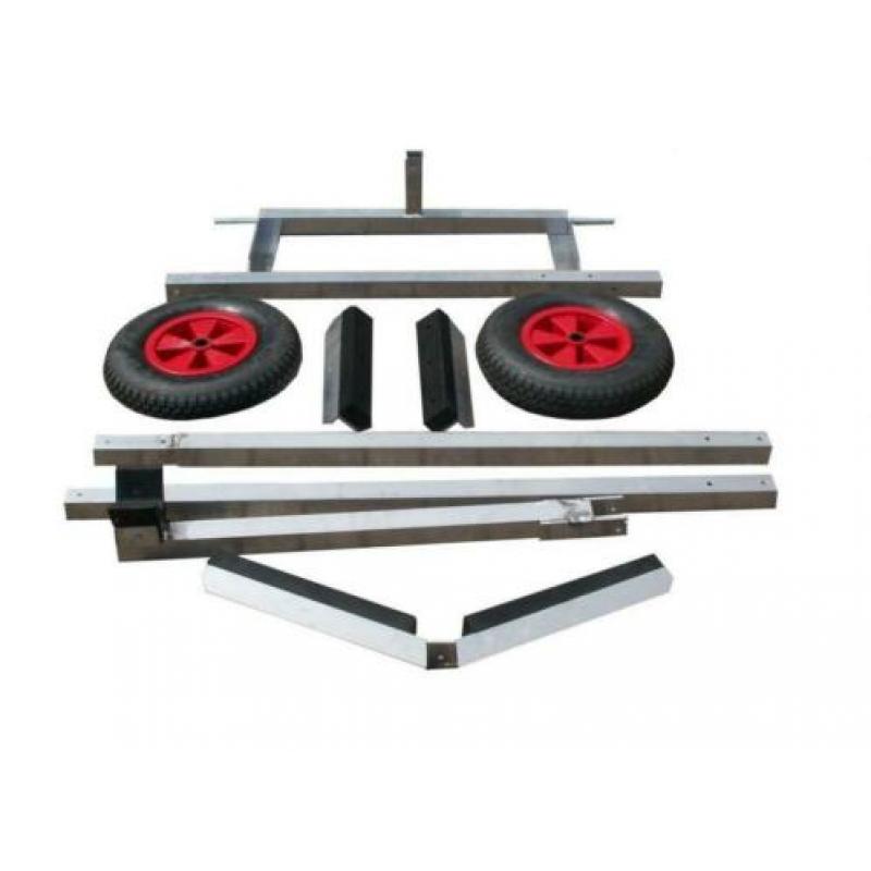 Aluminium Strandtrailer, nu volledig demontabel.