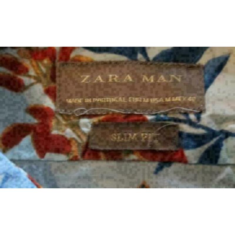 Zara man bloemen overhemd slim fit maat M