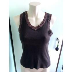 Mark and spencer hemd top S 36 38 40 M bruin kant lace