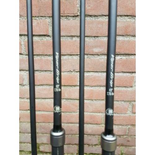 2x B-carp Power Grip 12ft 2.75lb in nieuwstaat