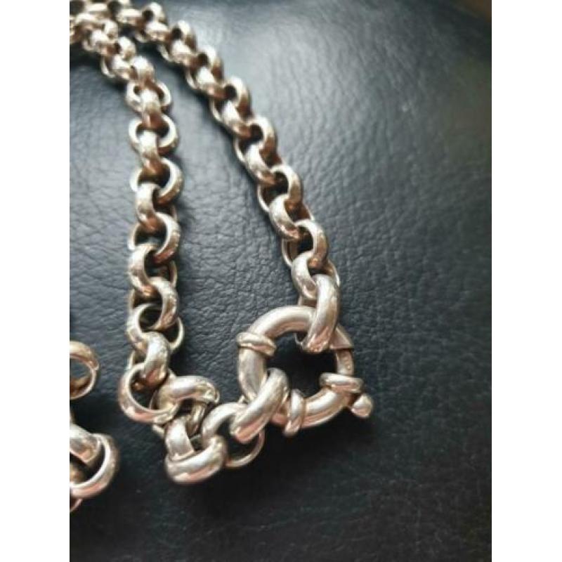 Super mooie zilveren jasseron ketting! 50 cm.