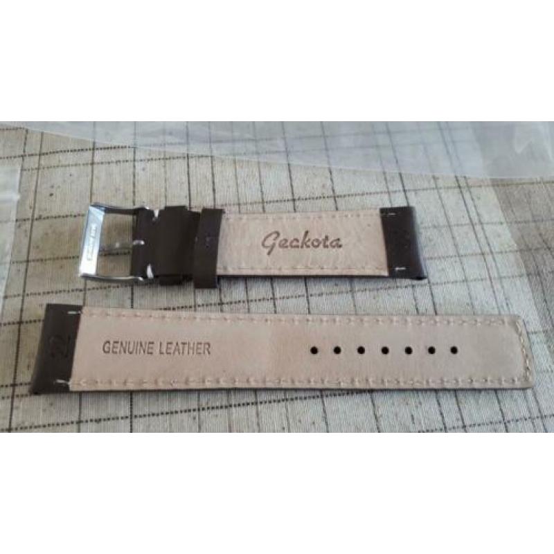 22mm horlogeband mid bruin leder Geckota Watchgecko leer