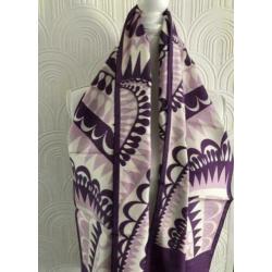 Polyester sjaal - 30x132 cm - paars geprint