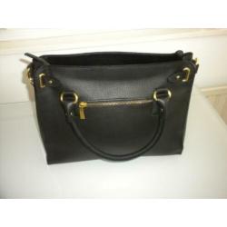 Zwarte Genuine leren hand/schouder tas van Borsse en Pelle
