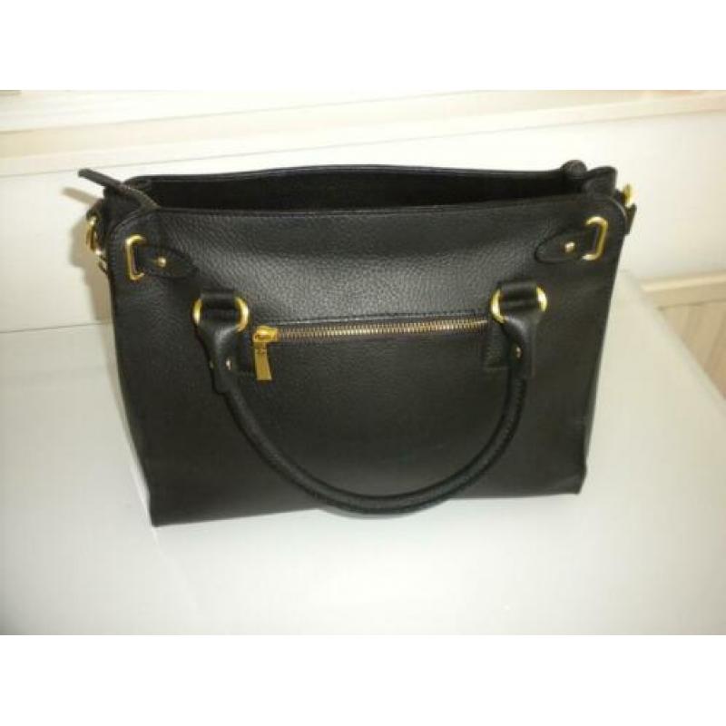 Zwarte Genuine leren hand/schouder tas van Borsse en Pelle
