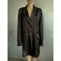 D855 AIRFIELD maat 44=L jas tussenjas trenchcoat zwart