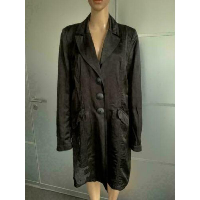 D855 AIRFIELD maat 44=L jas tussenjas trenchcoat zwart