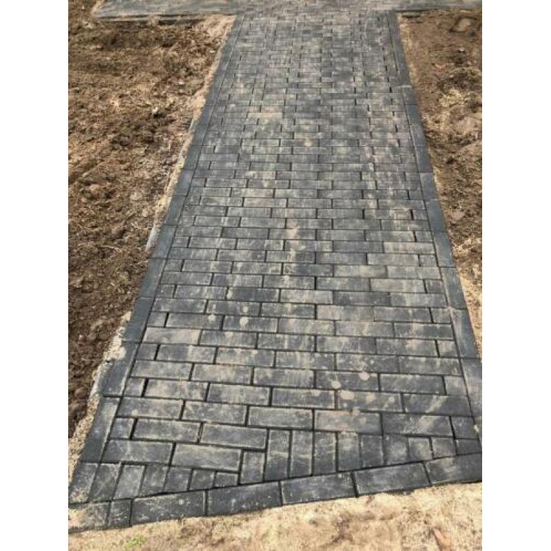 Antraciet dikformaat terrastegel afm 6,7x20x6 cm
