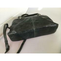 Yoli H.J.de Rooy groene blauw petrol kleur leren tas