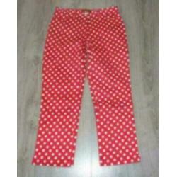 Zachtglanzende capribroek mt 36,rood/witte stippen