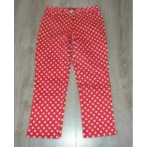 Zachtglanzende capribroek mt 36,rood/witte stippen