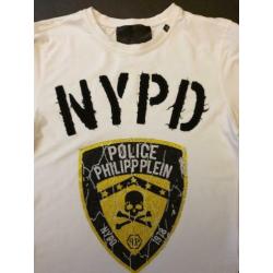 100% ORIGINEEL Philipp Plein wit "Police" T-shirt maat L