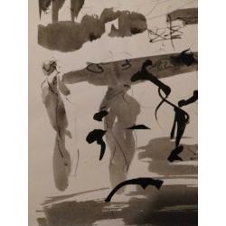 Aquarel/inkt tekening circa 1990