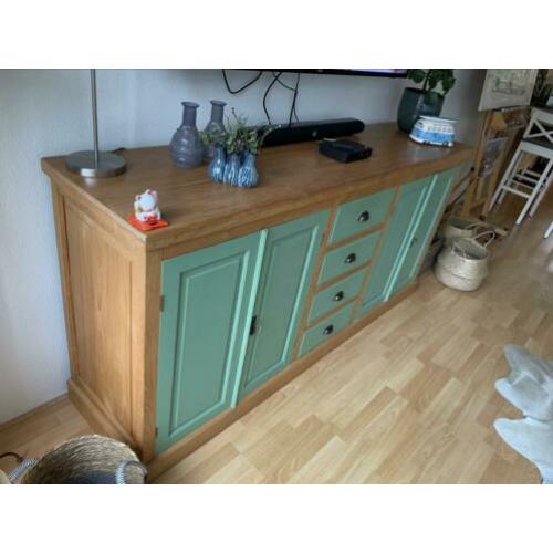 Teak houten dressoir / tv meubel met lades 200 x 55 x 96 cm.