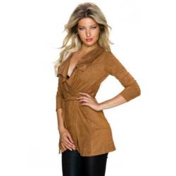Wikkelvest suede look, 1 maat, 38, 40, 42 bruin (Nieuw)