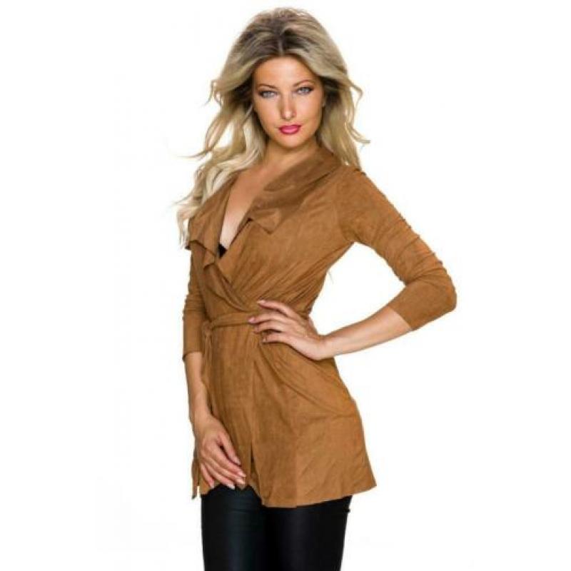 Wikkelvest suede look, 1 maat, 38, 40, 42 bruin (Nieuw)