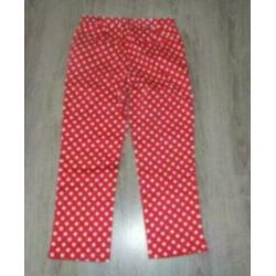 Zachtglanzende capribroek mt 36,rood/witte stippen
