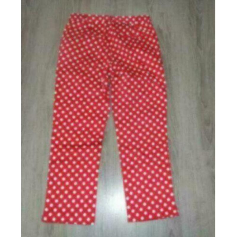 Zachtglanzende capribroek mt 36,rood/witte stippen