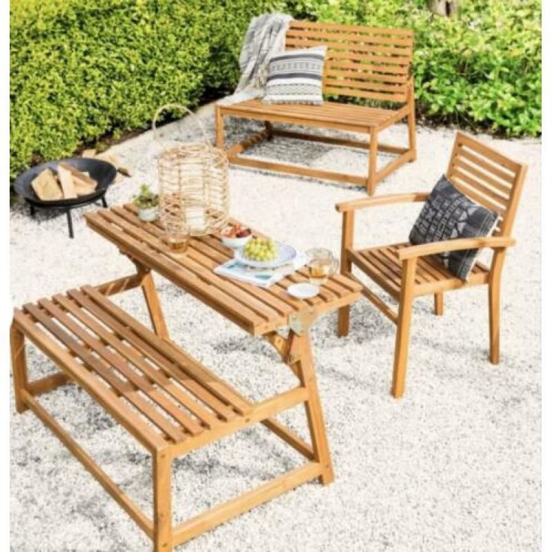 Tuinbankje uitklapbaar als tafel!
