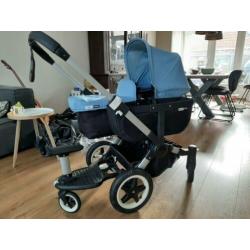 Zeer complete Bugaboo Donkey duo kinderwagen lichtblauw.