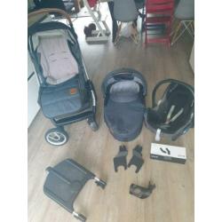 Mutsy evo Industrial denim Incl. maxi cosi isofix & adapters