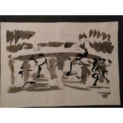 Aquarel/inkt tekening circa 1990