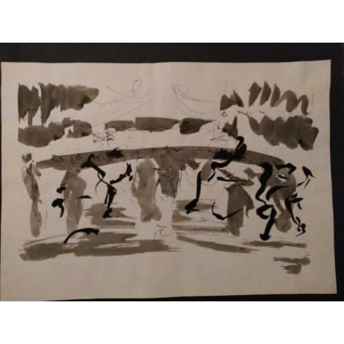 Aquarel/inkt tekening circa 1990