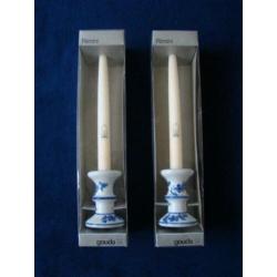 Kandelaars met kaars Delfts blauw