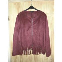 P78) aubergine marccain n 6 = l jasje als nieuw mt franje