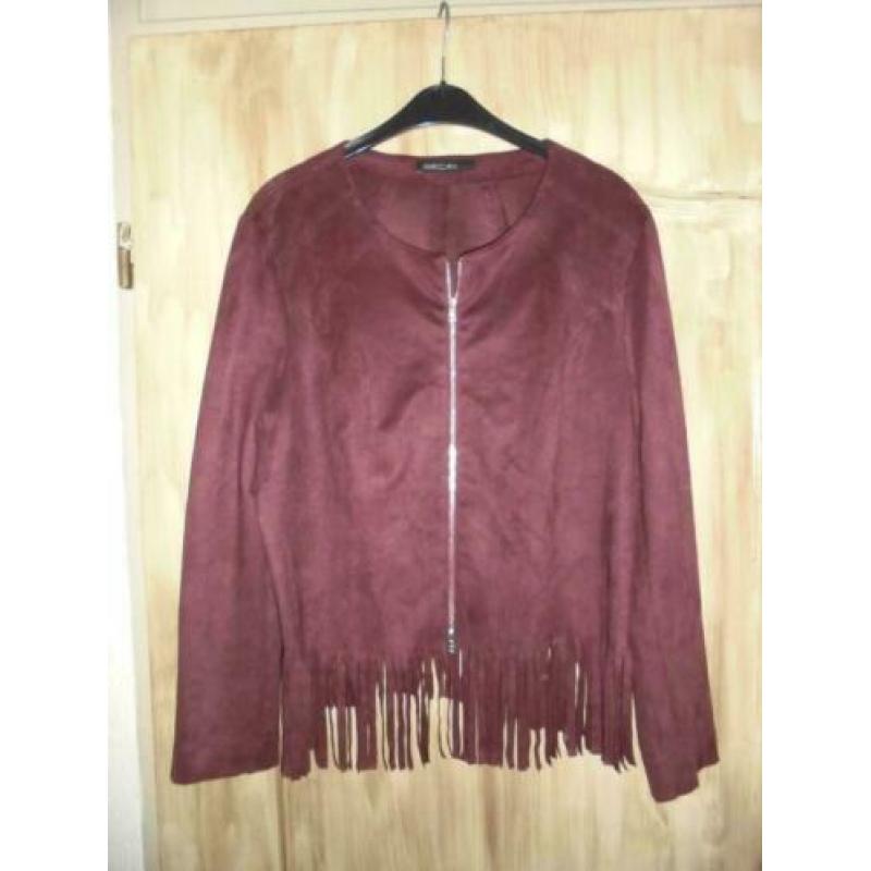 P78) aubergine marccain n 6 = l jasje als nieuw mt franje