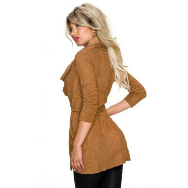 Wikkelvest suede look, 1 maat, 38, 40, 42 bruin (Nieuw)