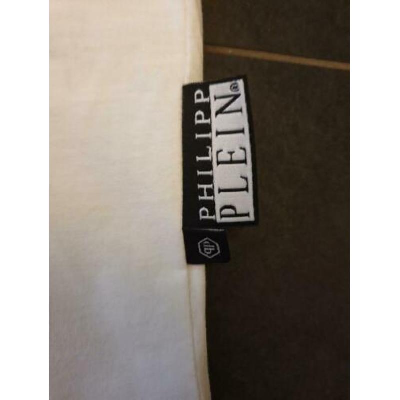 100% ORIGINEEL Philipp Plein wit "Police" T-shirt maat L
