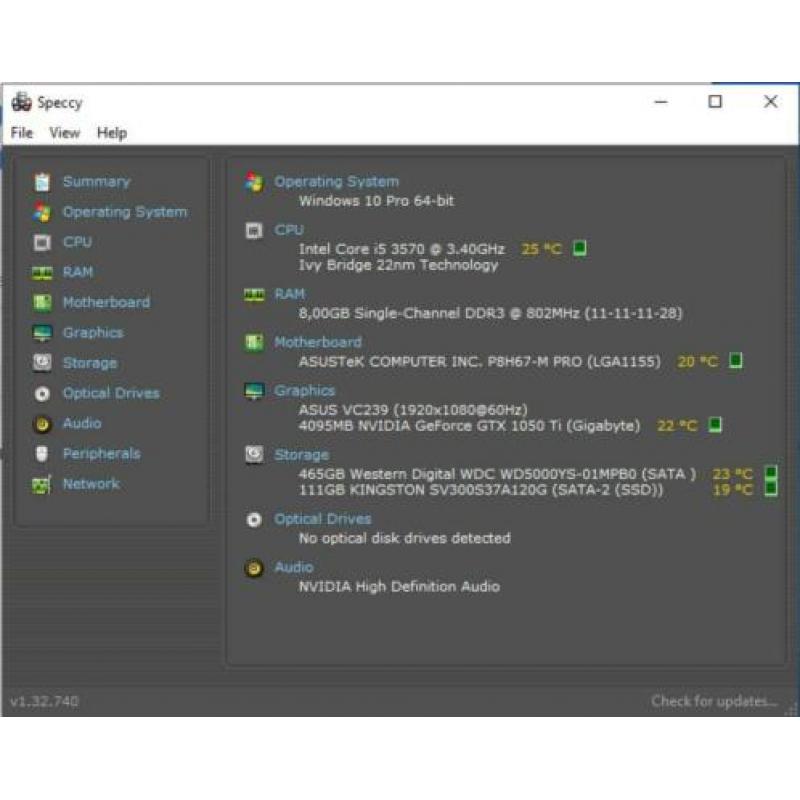 Snelle LED game pc, intel core i5, GTX 1050Ti,SSD,8GB RAM