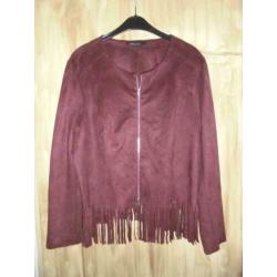 P78) aubergine marccain n 6 = l jasje als nieuw mt franje