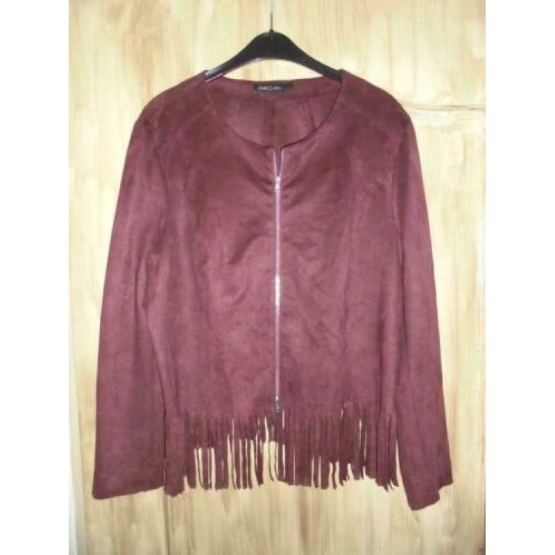 P78) aubergine marccain n 6 = l jasje als nieuw mt franje