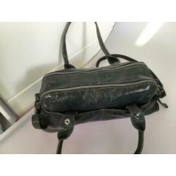 Yoli H.J.de Rooy groene blauw petrol kleur leren tas