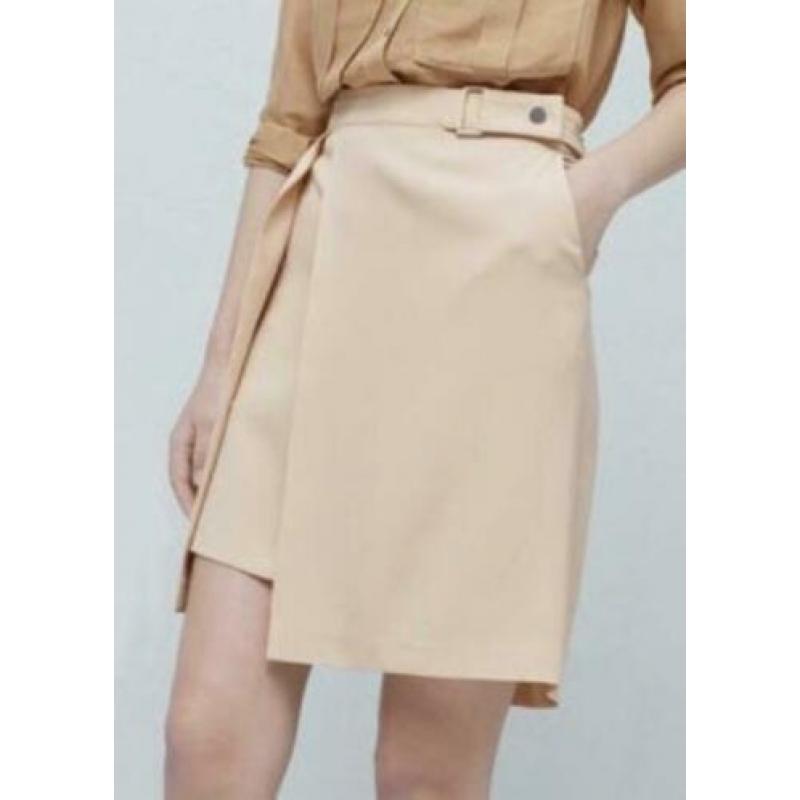 Mango suit beige soepel vallend overslag rokje NIEUW 36