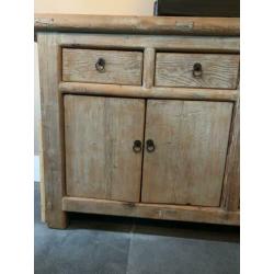 Dressoir massief teakhout greywash