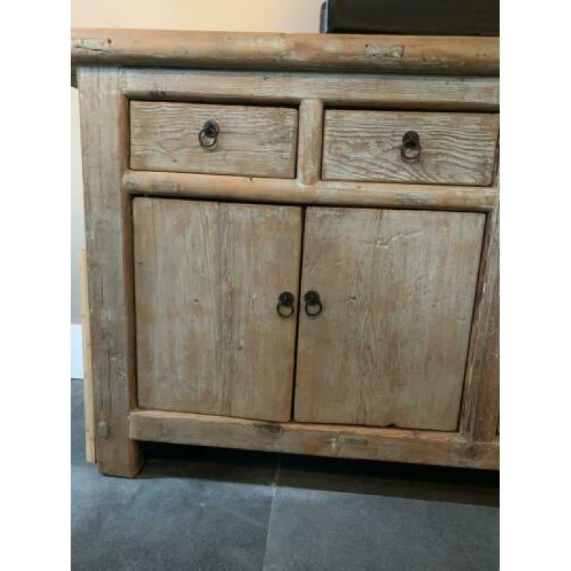 Dressoir massief teakhout greywash