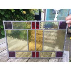 Mooi antiek glas in lood raam (O)