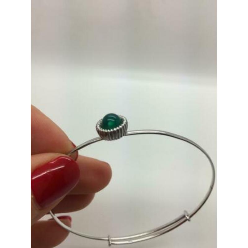 H157 Prachtige zilveren armband met jade