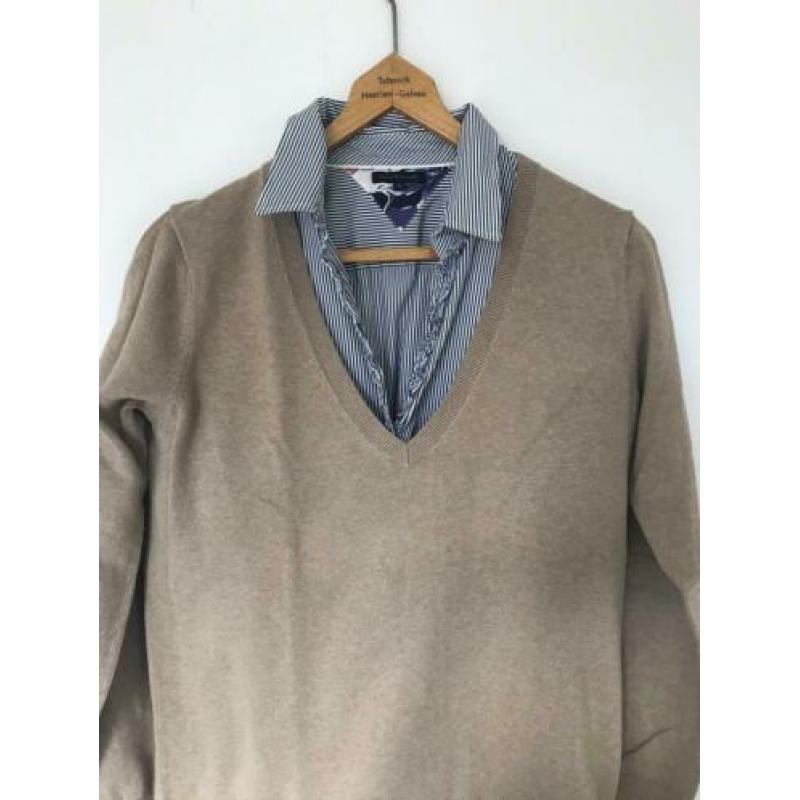 Tommy Hilfiger v hals trui beige maat L
