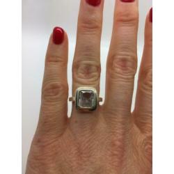 H139 Prachtige zilveren ring art deco maat 17
