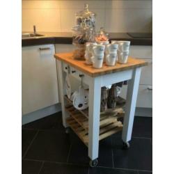 Keukentrolley Hakblok Wijnrek Wood & Wit