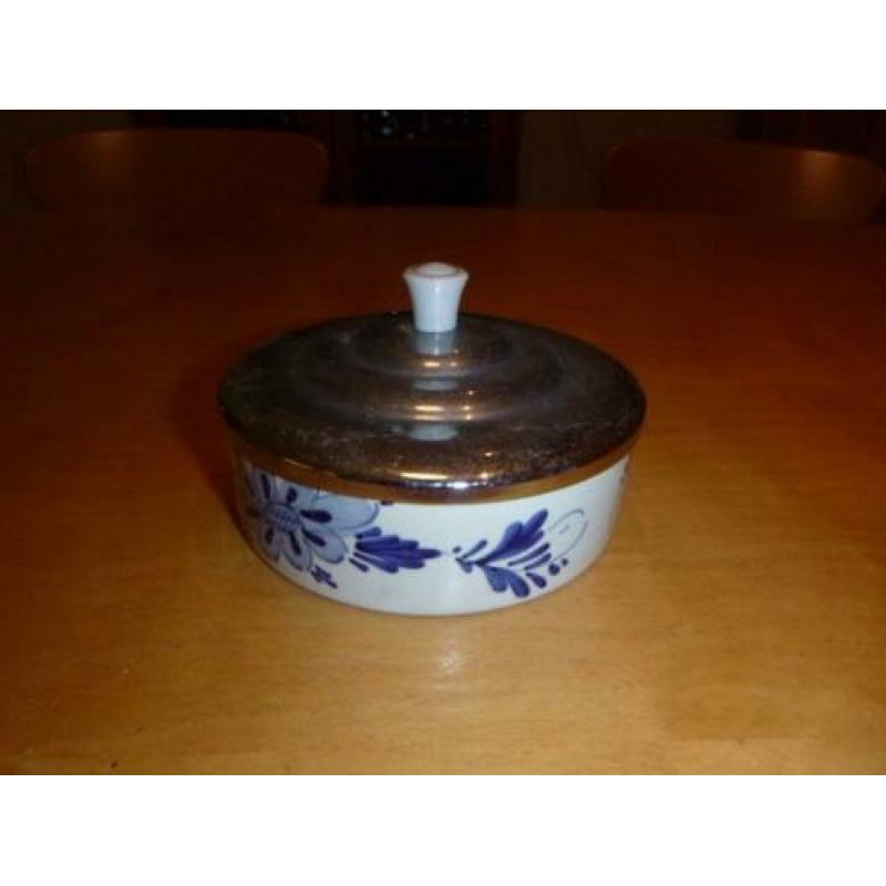 Vintage bakje met deksel, Delfts blauw, 11 cm diameter