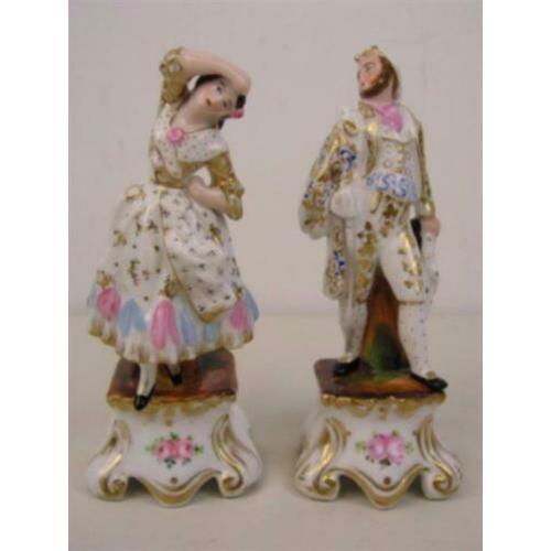 Twee Staffordshire beelden, dansers, 19e eeuw