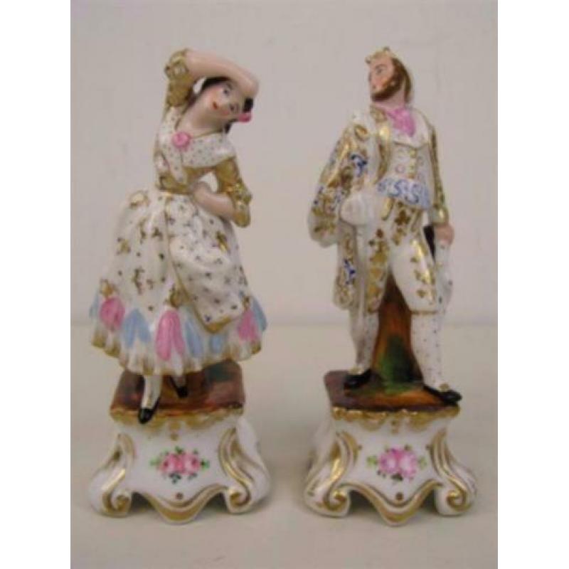 Twee Staffordshire beelden, dansers, 19e eeuw