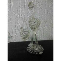 gedraaid glas miniaturen Zeilboot Ooievaar fruitmand vleugel