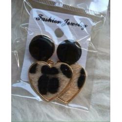 Fashion "furry" hart oorbellen-nieuw-tijger-luipaard-leopard
